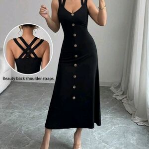 Elegant Black Button-Down Maxi Dress